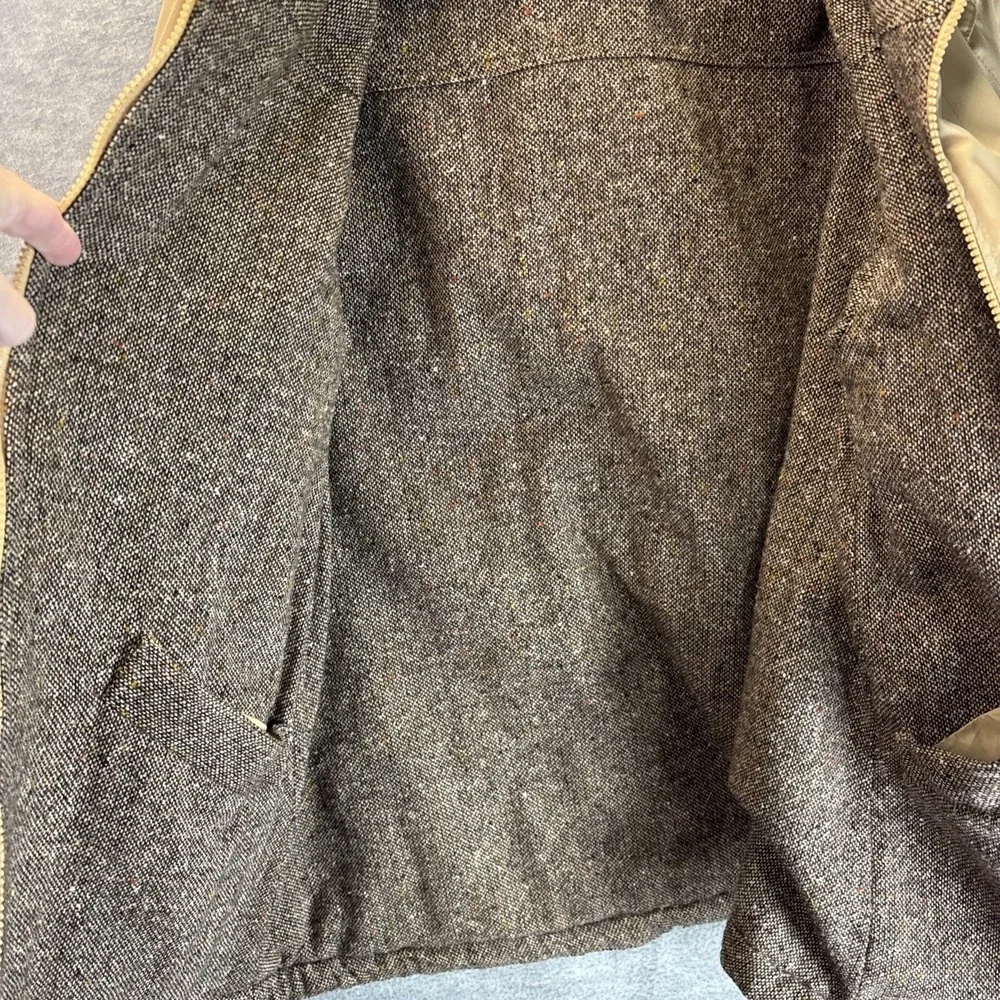 Vintage Chore Coat Tweed Lined Jacket 8/S Beige Big Pockets Farm‎ Warm